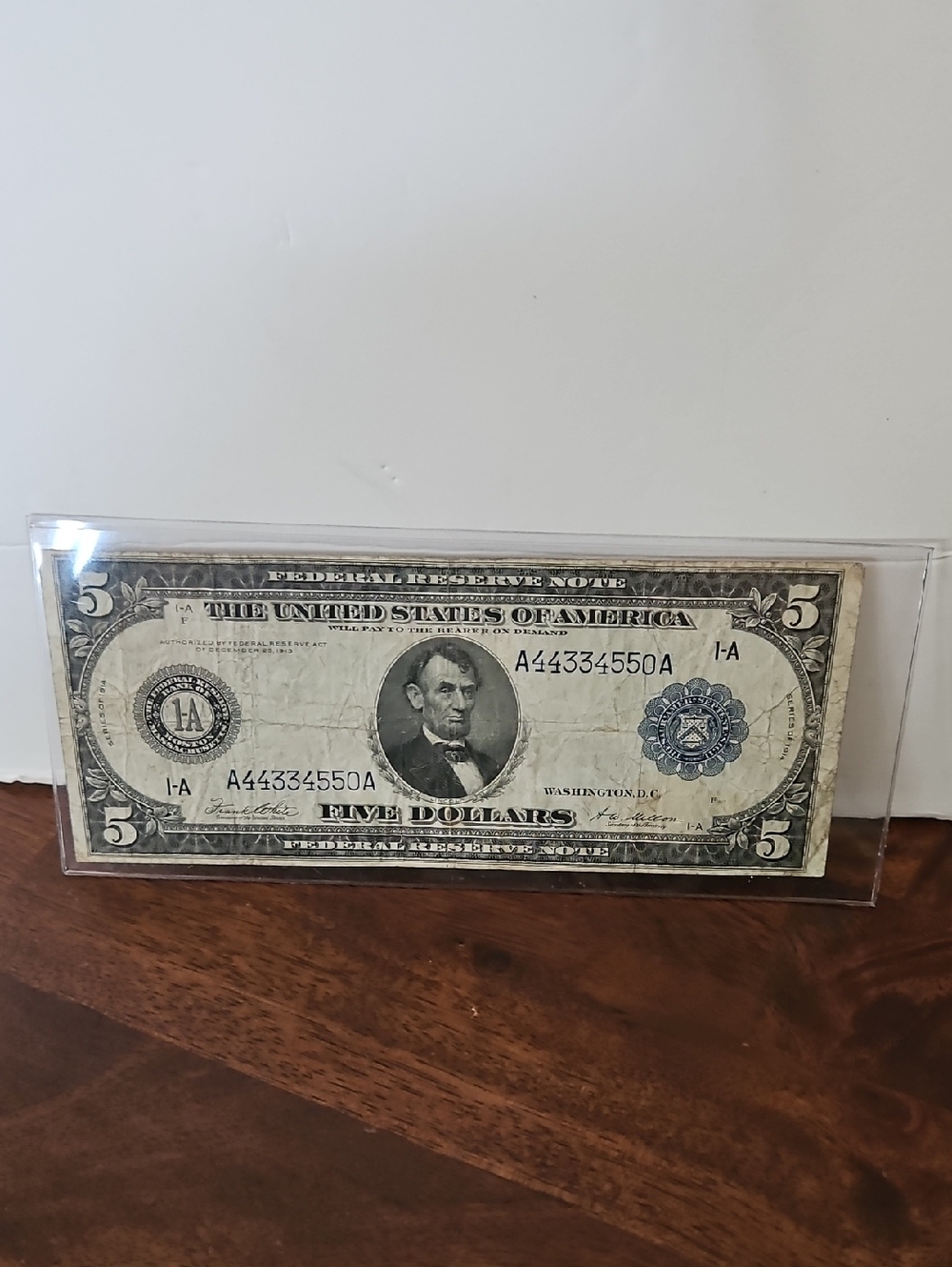 Vintage US $5 Silver Certificate Displayed Note